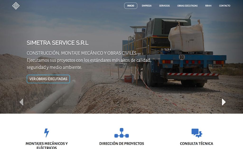 Home page del sitio web de Simetra Service SRL